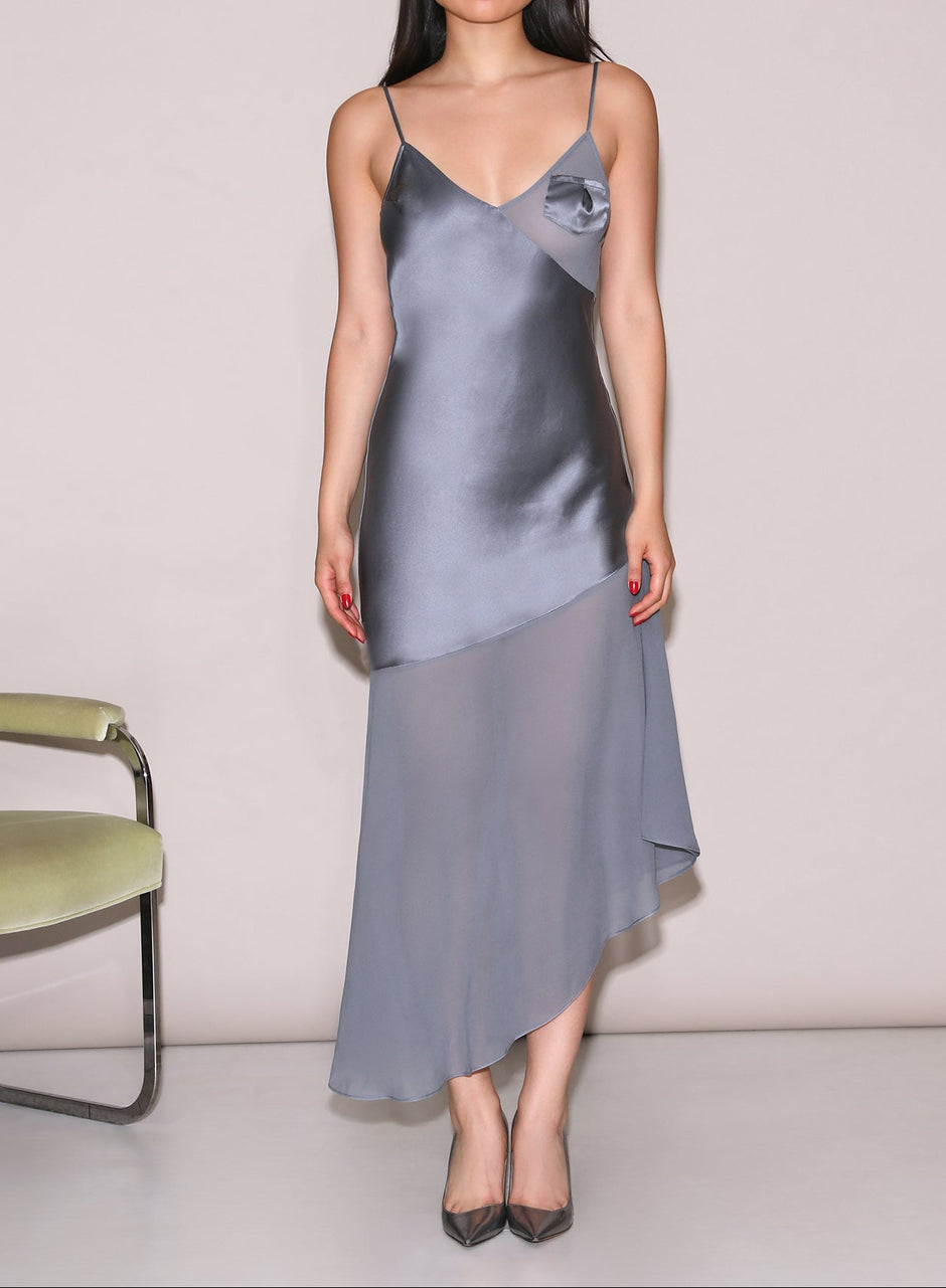 Silver Chiffon & Satin Slip | Fleur du Mal Silver Chiffon & Satin Slip | Fleur du Mal