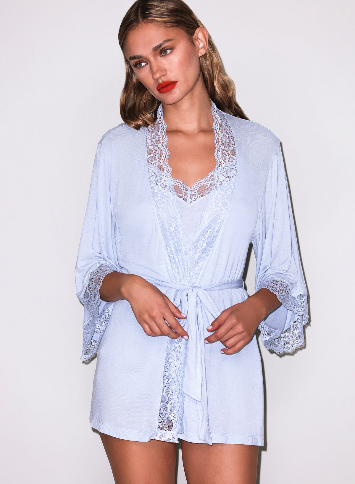 Butter Soft Lace Robe-Raindrop Blue-Fleur du Mal