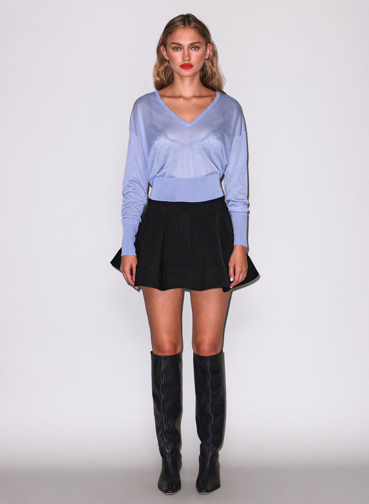 Sheer Knit V-Neck Sweater