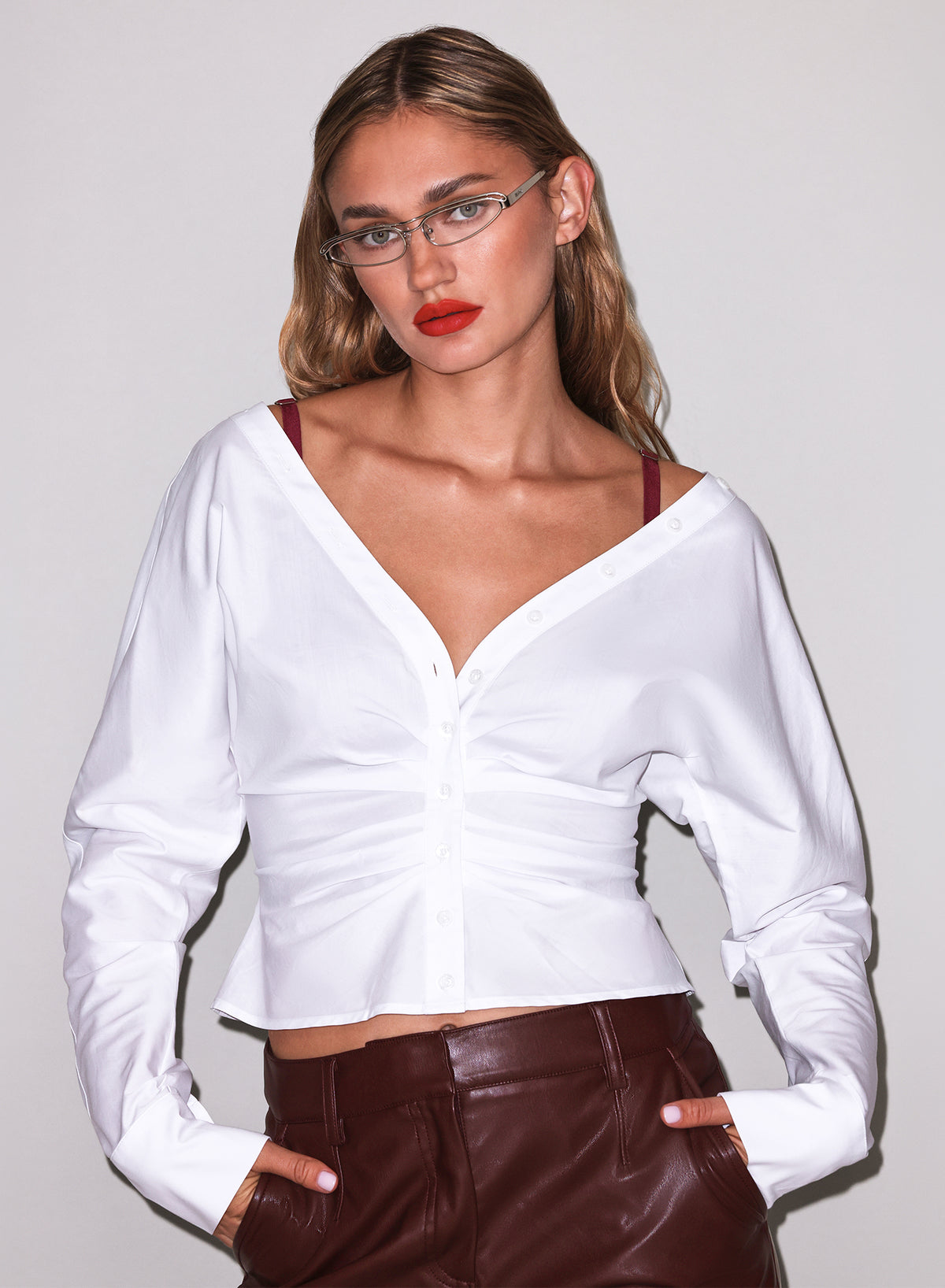 Ruched V-Neck Shirt