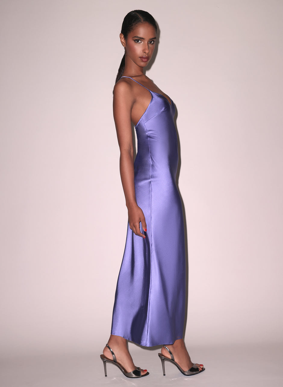 Periwinkle - Maxi High Slit Slip Dress | Fleur du Mal