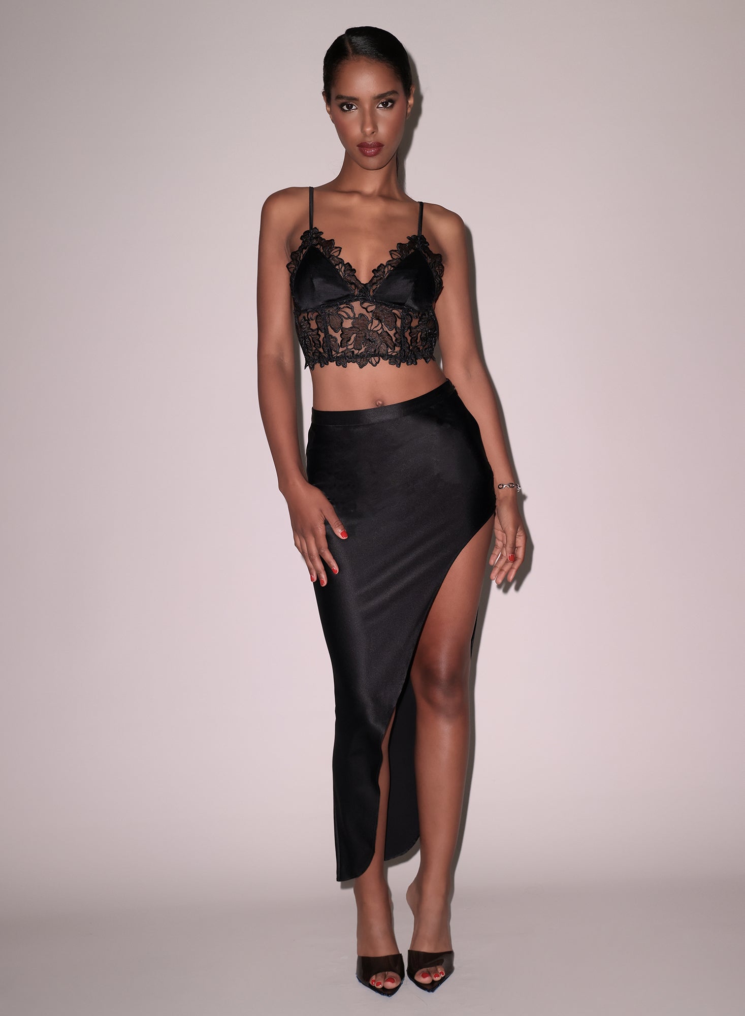 Black High Slit Skirt Fleur du Mal