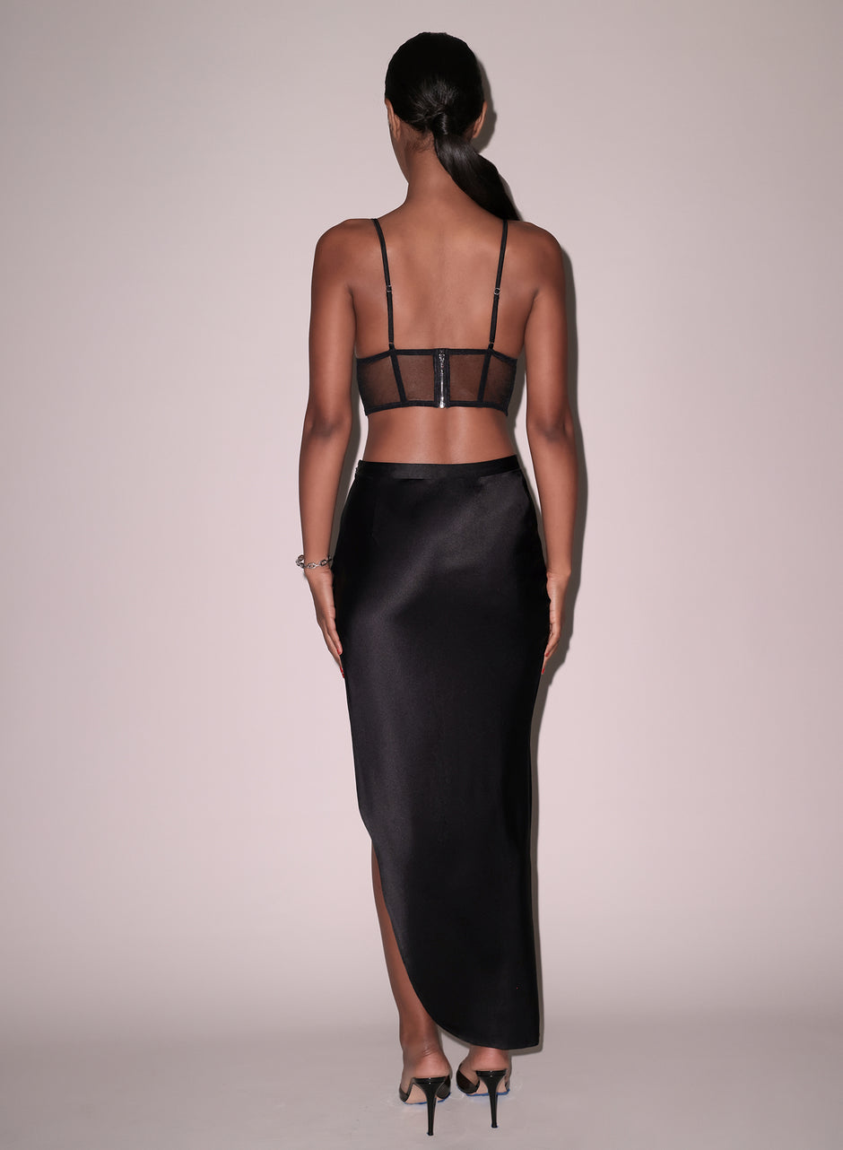 Black - High Slit Skirt | Fleur du Mal