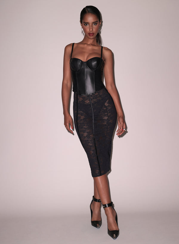 Black - Vegan Leather Bustier Top | Fleur du Mal