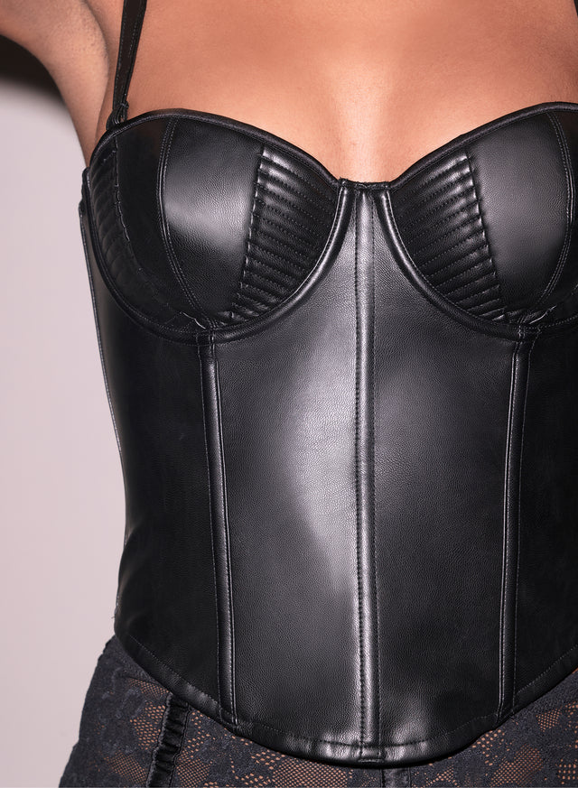 Vegan Leather Bustier Close Up View