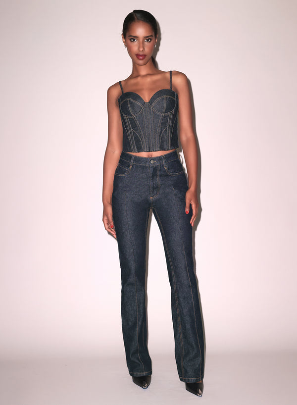 Indigo denim - Denim Bustier Top | Fleur du Mal