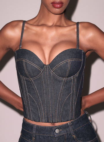 Indigo denim - Rider Bustier Top | Fleur du Mal