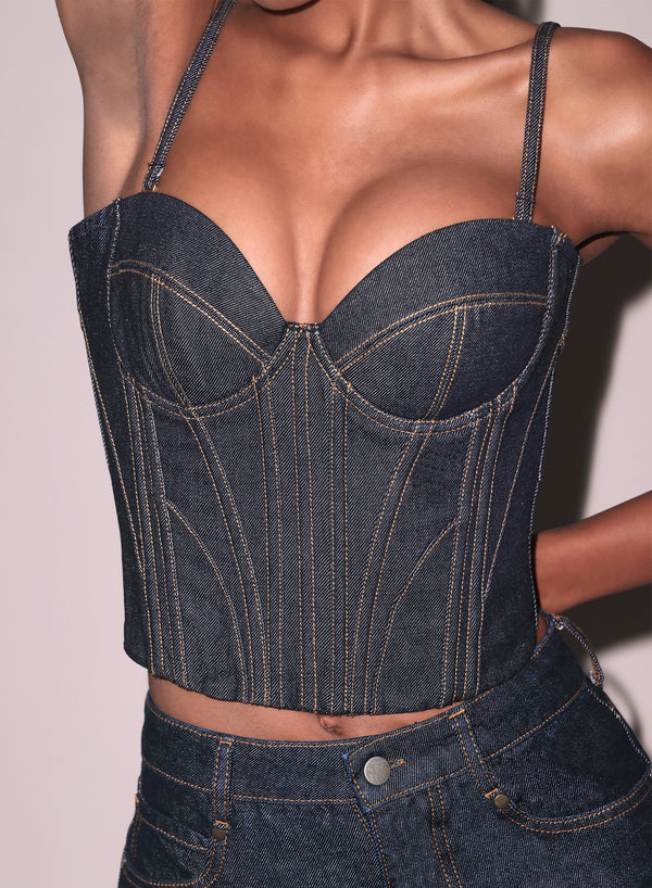 Indigo denim - Denim Bustier Top | Fleur du Mal