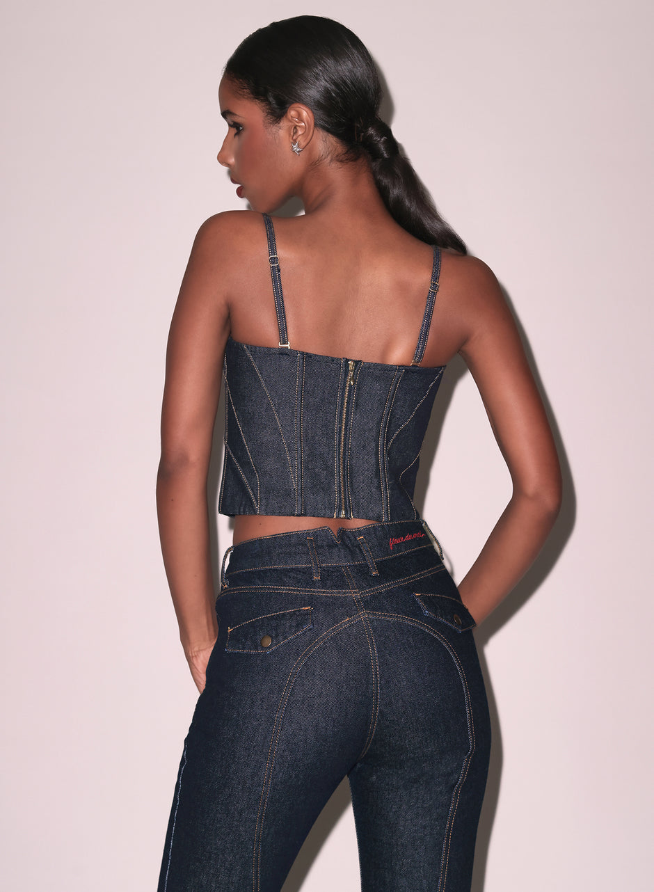 Indigo denim - Denim Bustier Top | Fleur du Mal