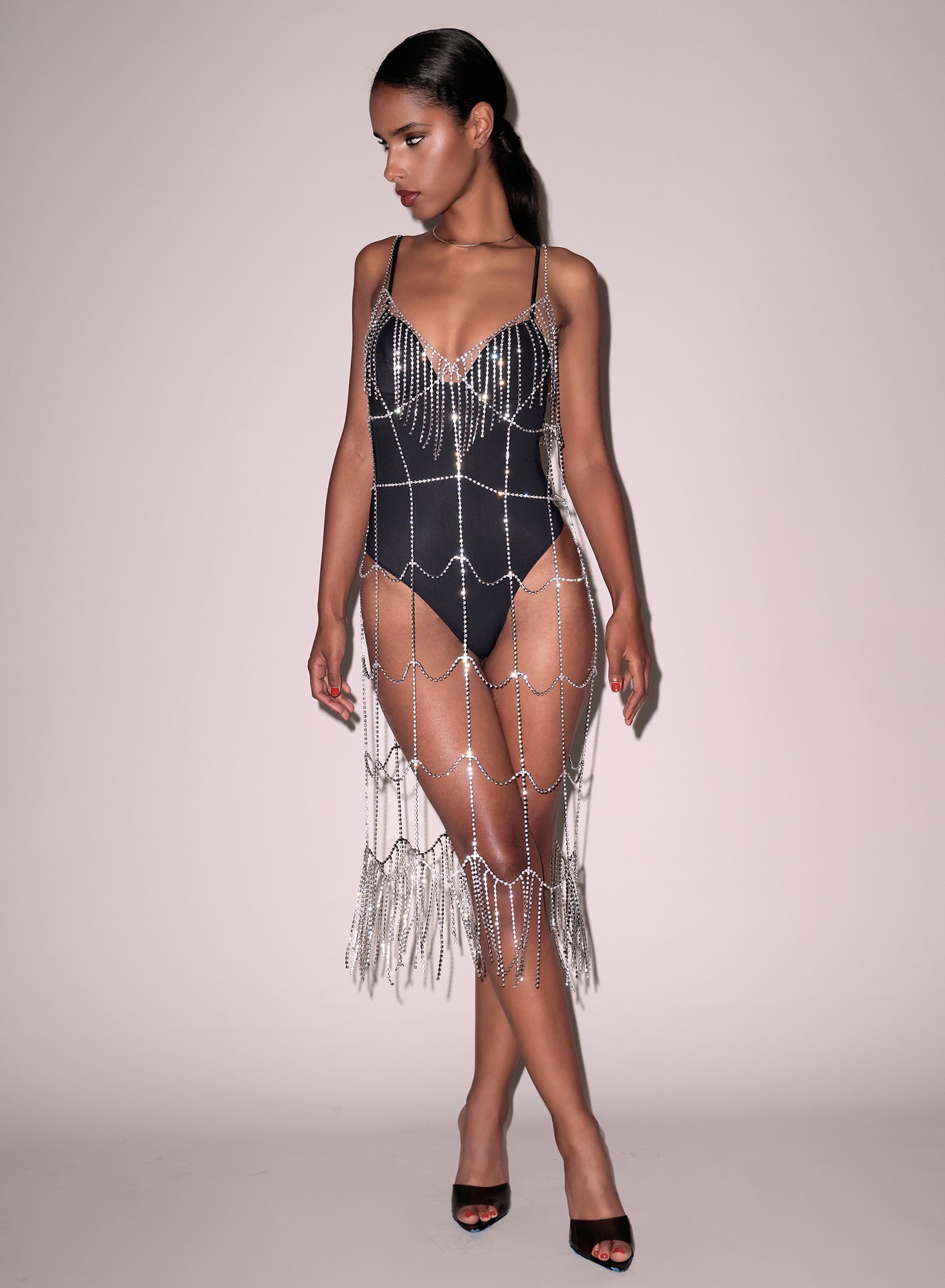 flat-Crystal Fringe Dress-fleur du mal
