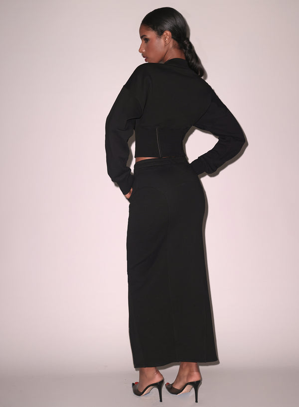 Black - Unzip Me Maxi Skirt | Fleur du Mal