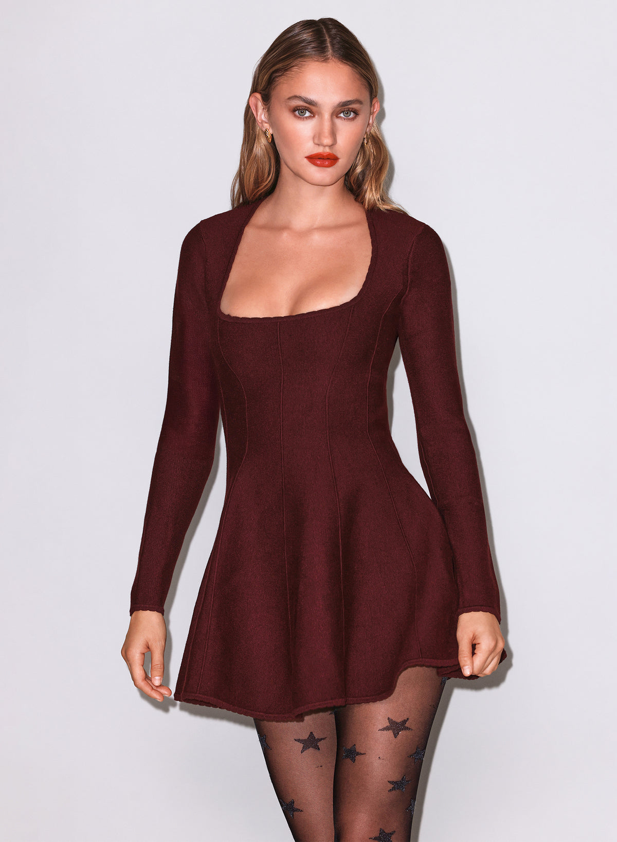 Scoop Neck Flared Corset Dress-Pinot-Fleur du Mal