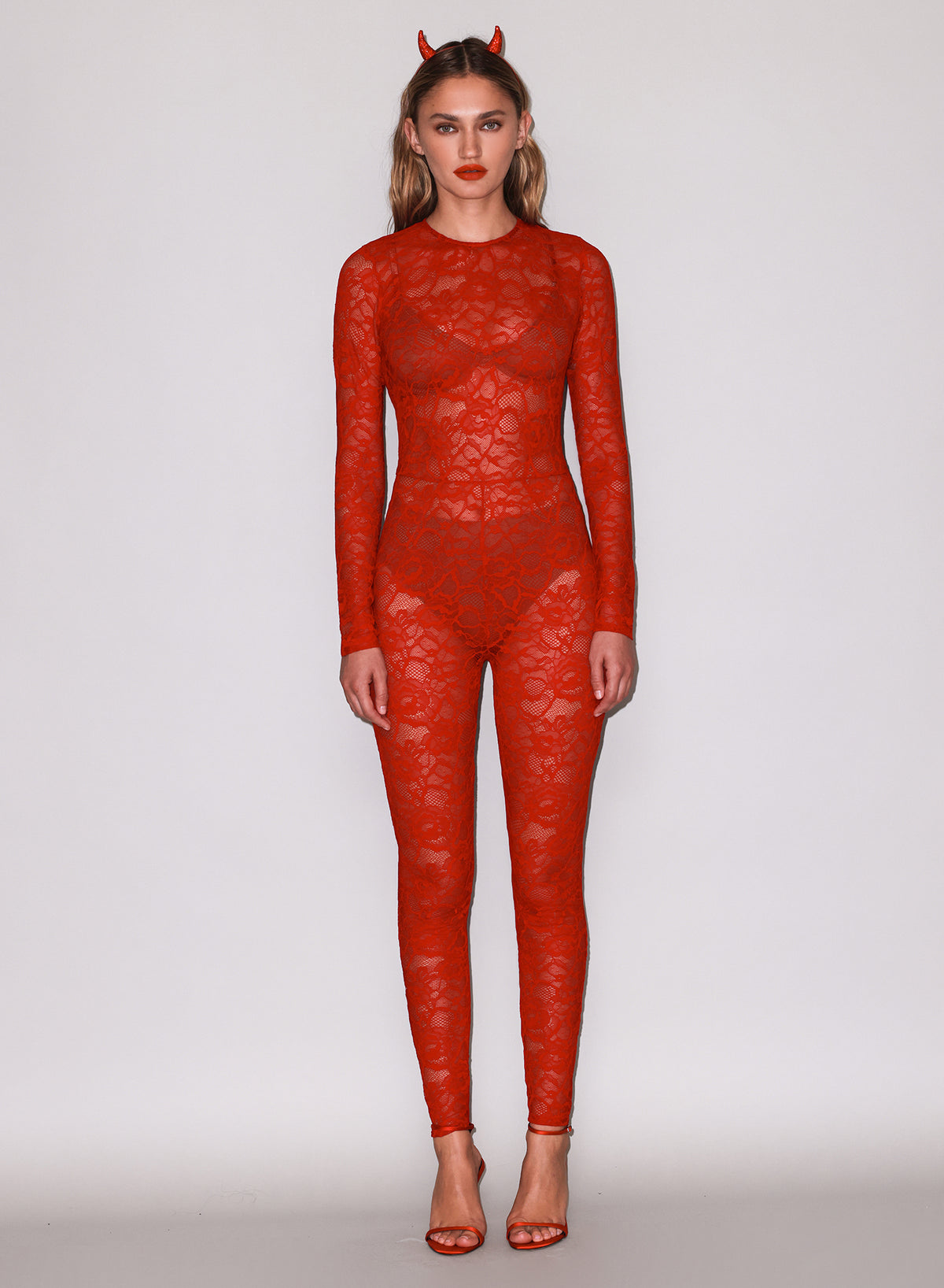 Lace Catsuit-Rouge-Fleur du Mal