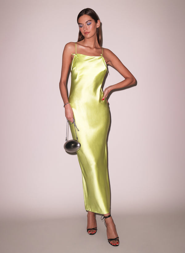 Lime - Open Back Maxi Slip Dress | Fleur du Mal