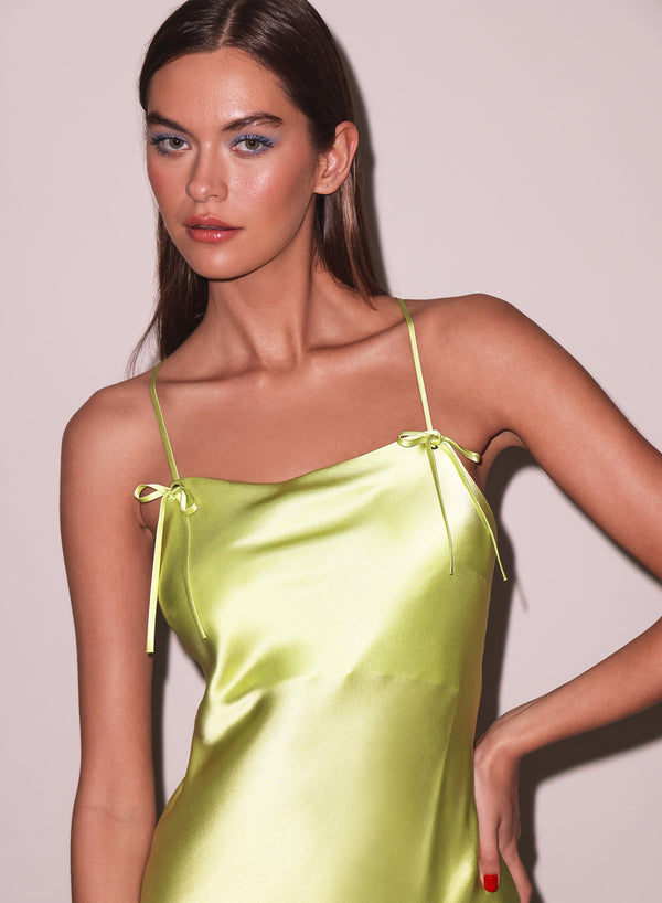 Lime - Open Back Maxi Slip Dress | Fleur du Mal