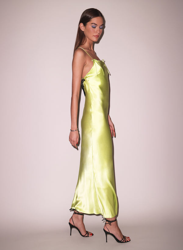 Lime - Open Back Maxi Slip Dress | Fleur du Mal