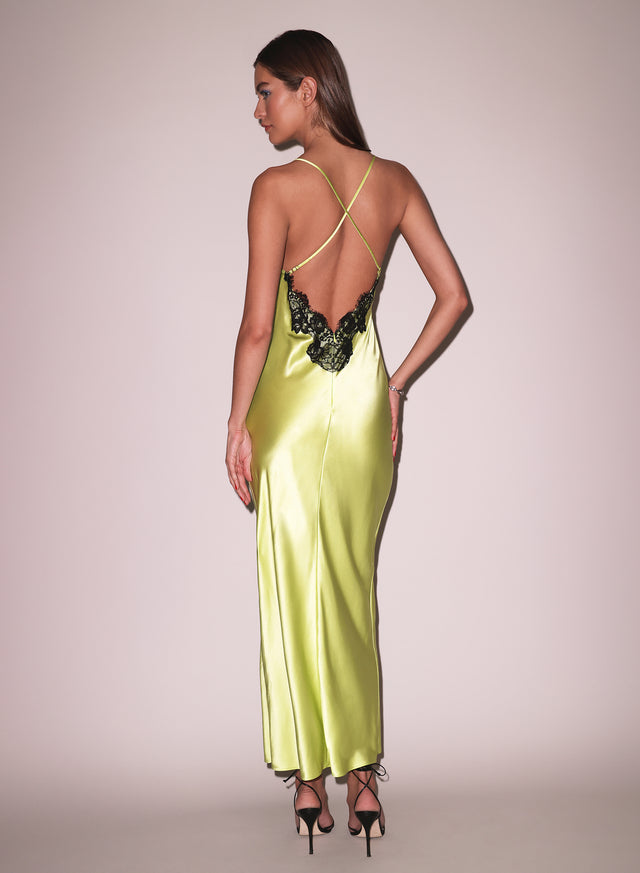 Lime - Open Back Maxi Slip Dress | Fleur du Mal