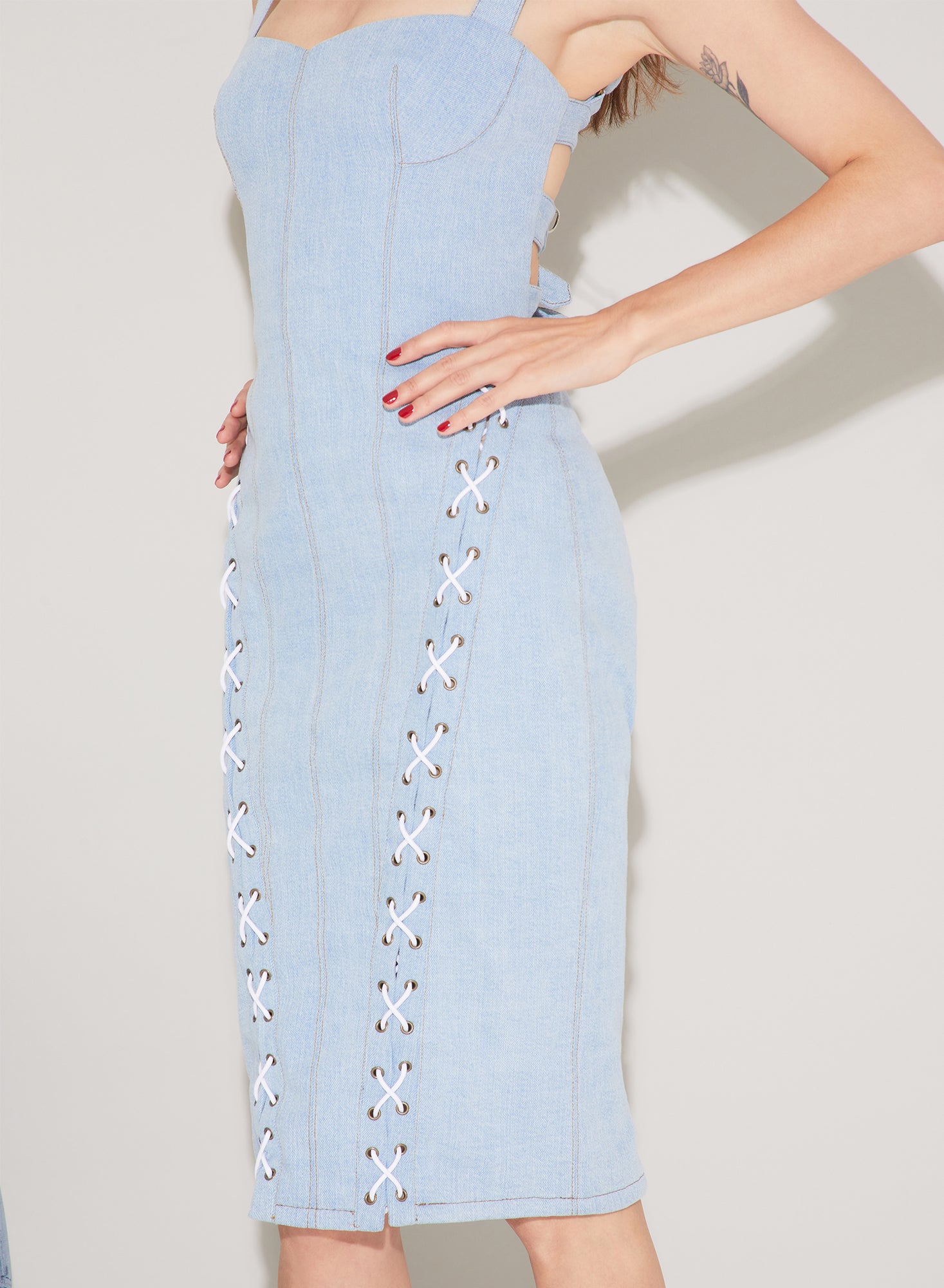 Denim Lace Up Dress