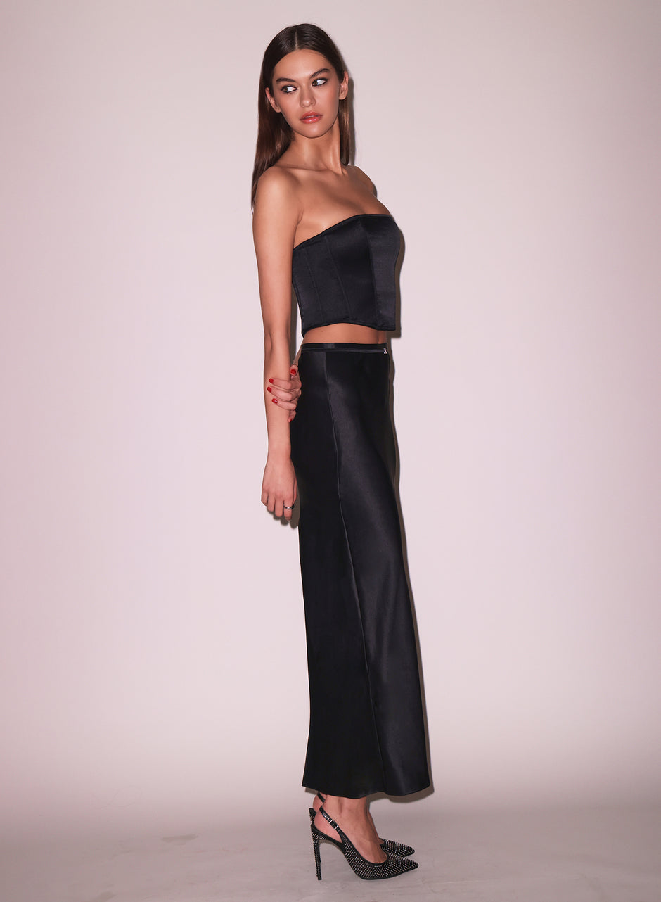 Black - Silk Bias Skirt | Fleur du Mal