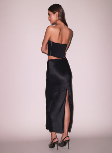 Black - Silk Bias Skirt | Fleur du Mal