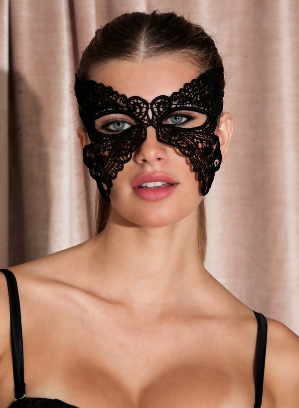 Butterfly Guipure Eye Mask-black | Fleur du Mal