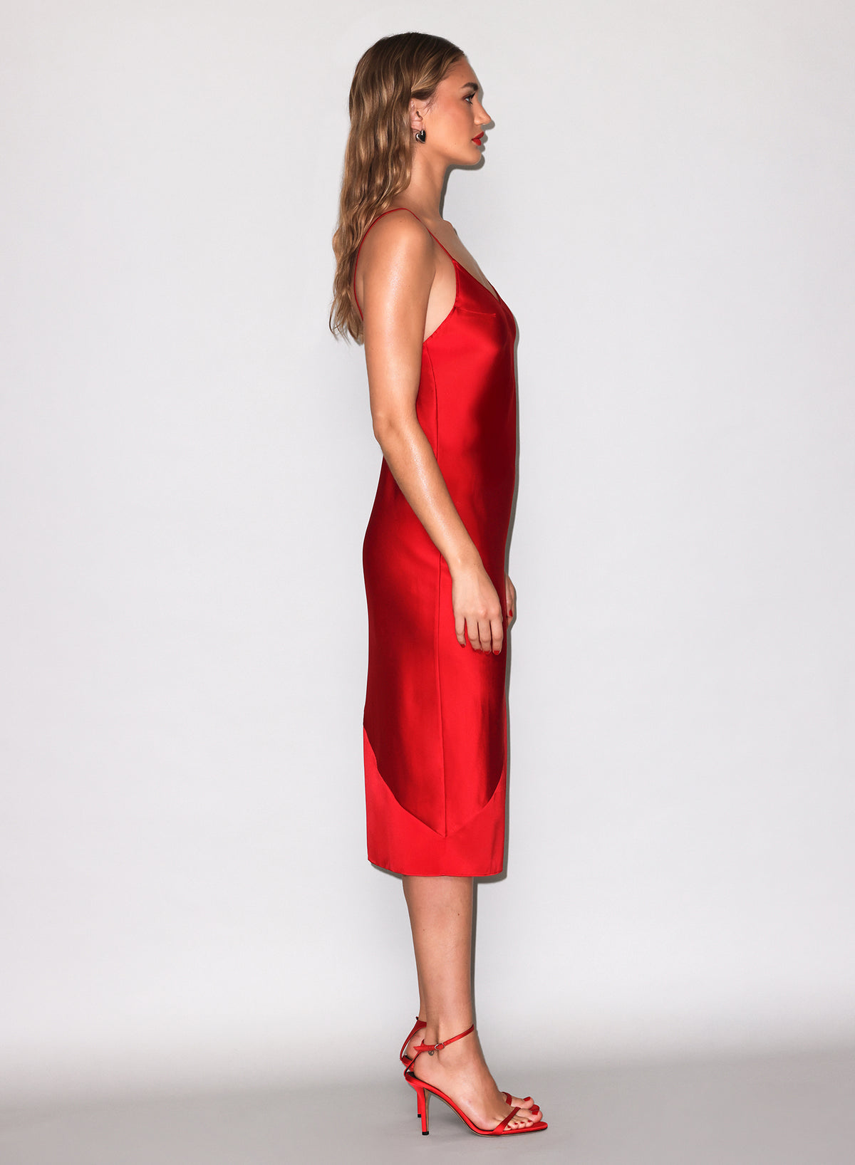 Silk V Slip Dress-Rouge-Fleur du Mal