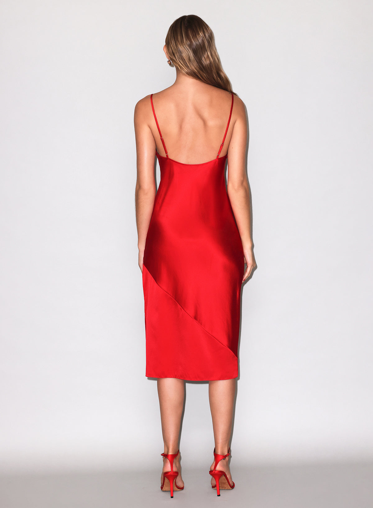 Silk V Slip Dress-Rouge-Fleur du Mal