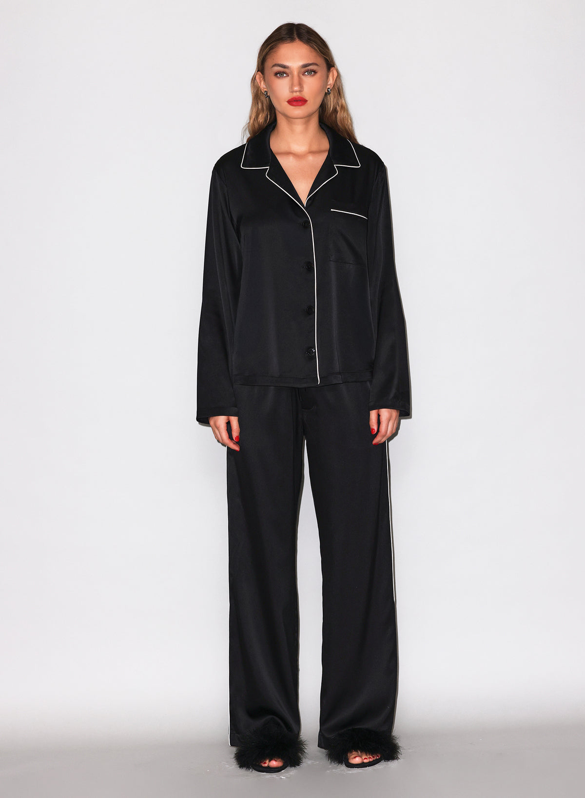 Silk PJ Top-black- Fleur du Mal