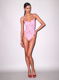 Le Stretch Lace pink Bodysuit