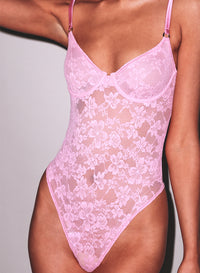 Le Stretch Lace pink Bodysuit
