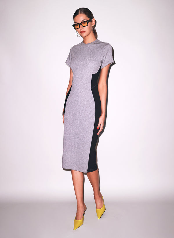Medium heather grey - Terry Underbust Midi Dress | Fleur du Mal