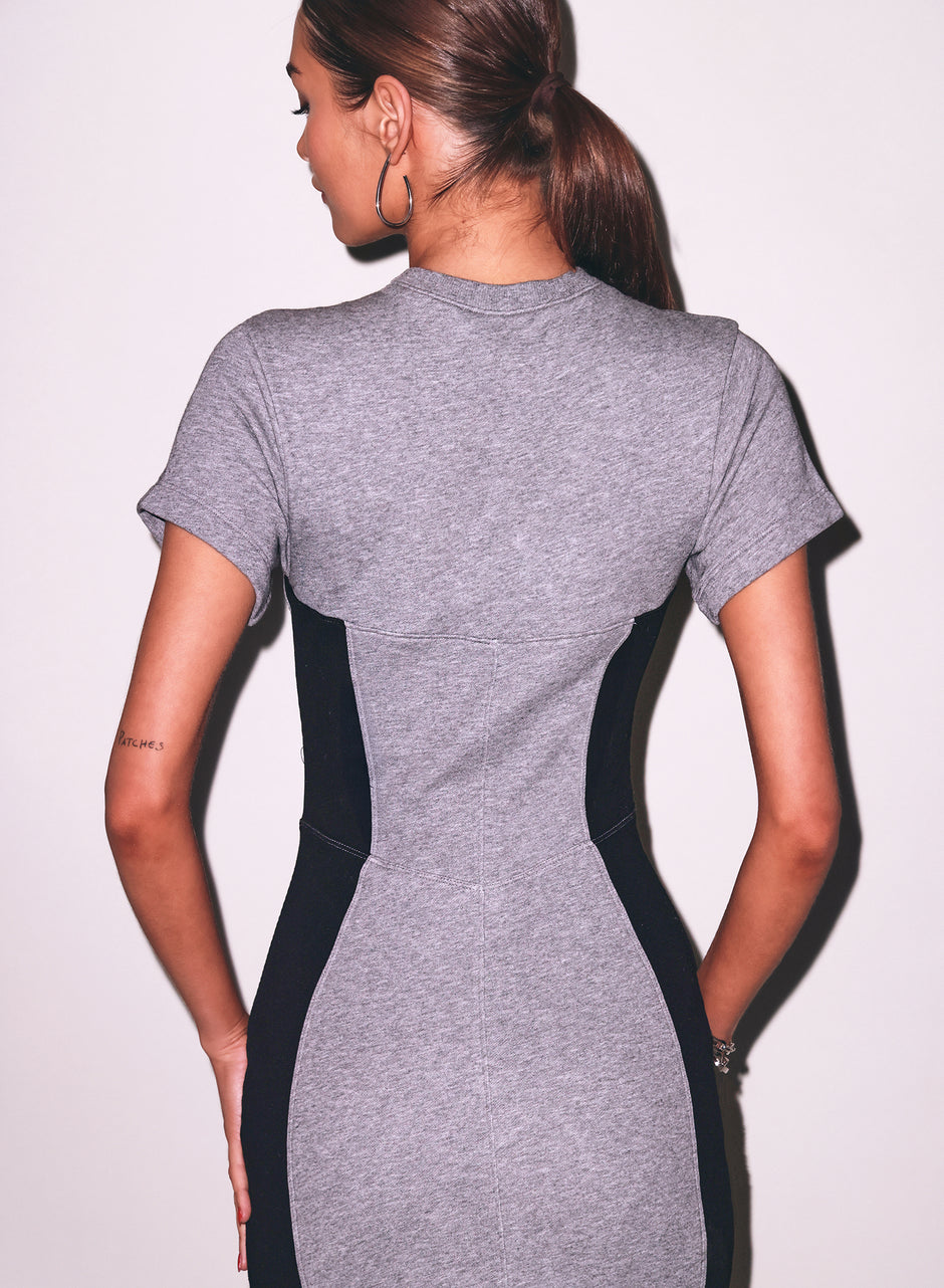 Medium heather grey - Terry Underbust Midi Dress | Fleur du Mal