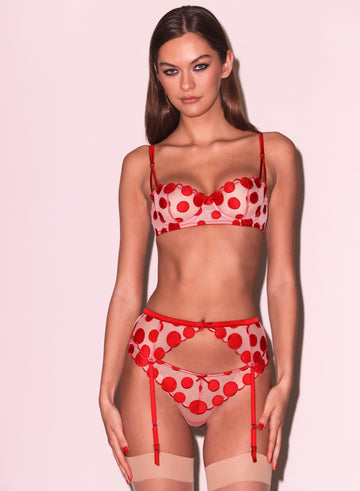 Rouge - Some Like It Dot Balconette Bra | Fleur du Mal