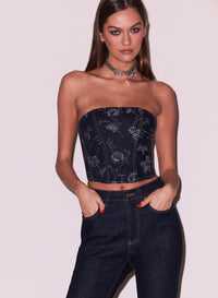 Floral Jacquard Corset Top