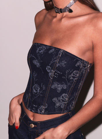 Floral Jacquard Corset Top