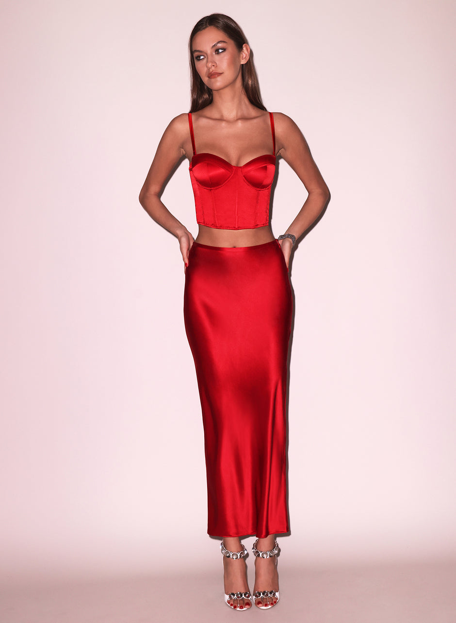 Rouge - Silk Bias Cutout Skirt | Fleur du Mal