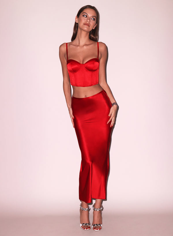 Rouge - Silk Bias Cutout Skirt | Fleur du Mal