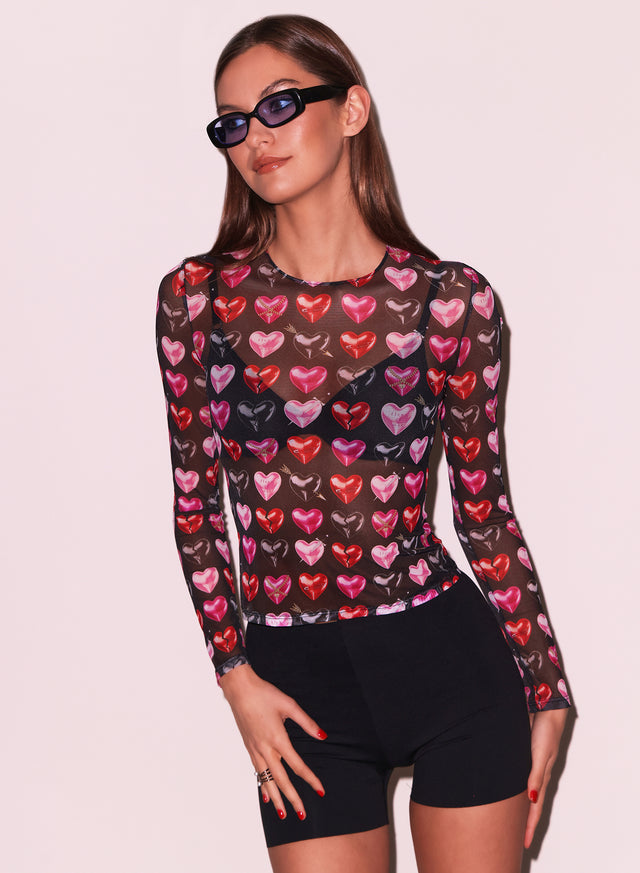 Black heartbreaker print - Heartbreaker Long Sleeve Top | Fleur du Mal