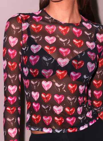 Black heartbreaker print - Heartbreaker Long Sleeve Top | Fleur du Mal