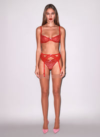 Bianca Lace Garter in red- fleur du mal