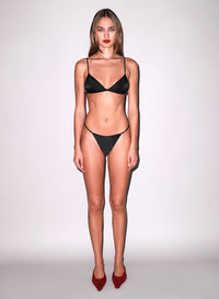 Black Luxe V-String & Triangle Bra -Fleur du Mal