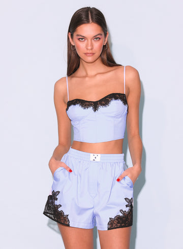 Ice blue - Poplin & Lace Bustier | Fleur du Mal