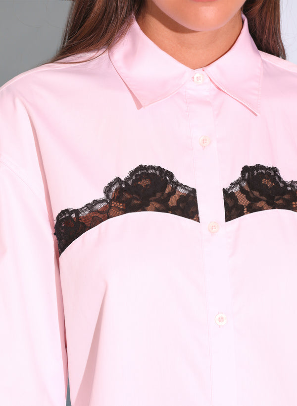 Poplin Shirt Dress-baby pink | Fleur du Mal