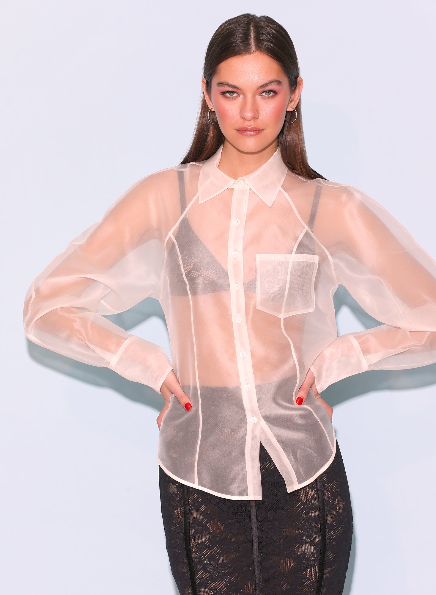 Silk Organza Button Down