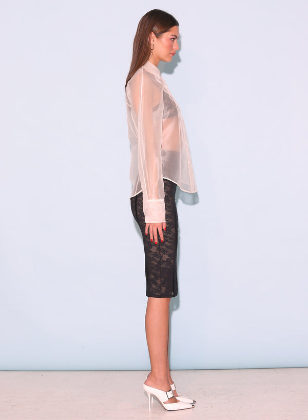 Ivory - Silk Organza Button Down | Fleur du Mal