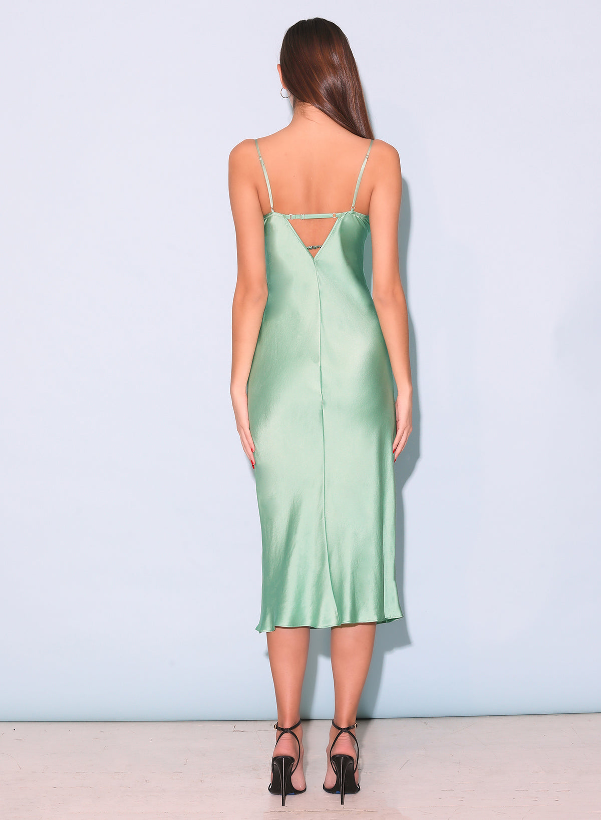 Frankie Lace Cupped Slip Dress-pixel green