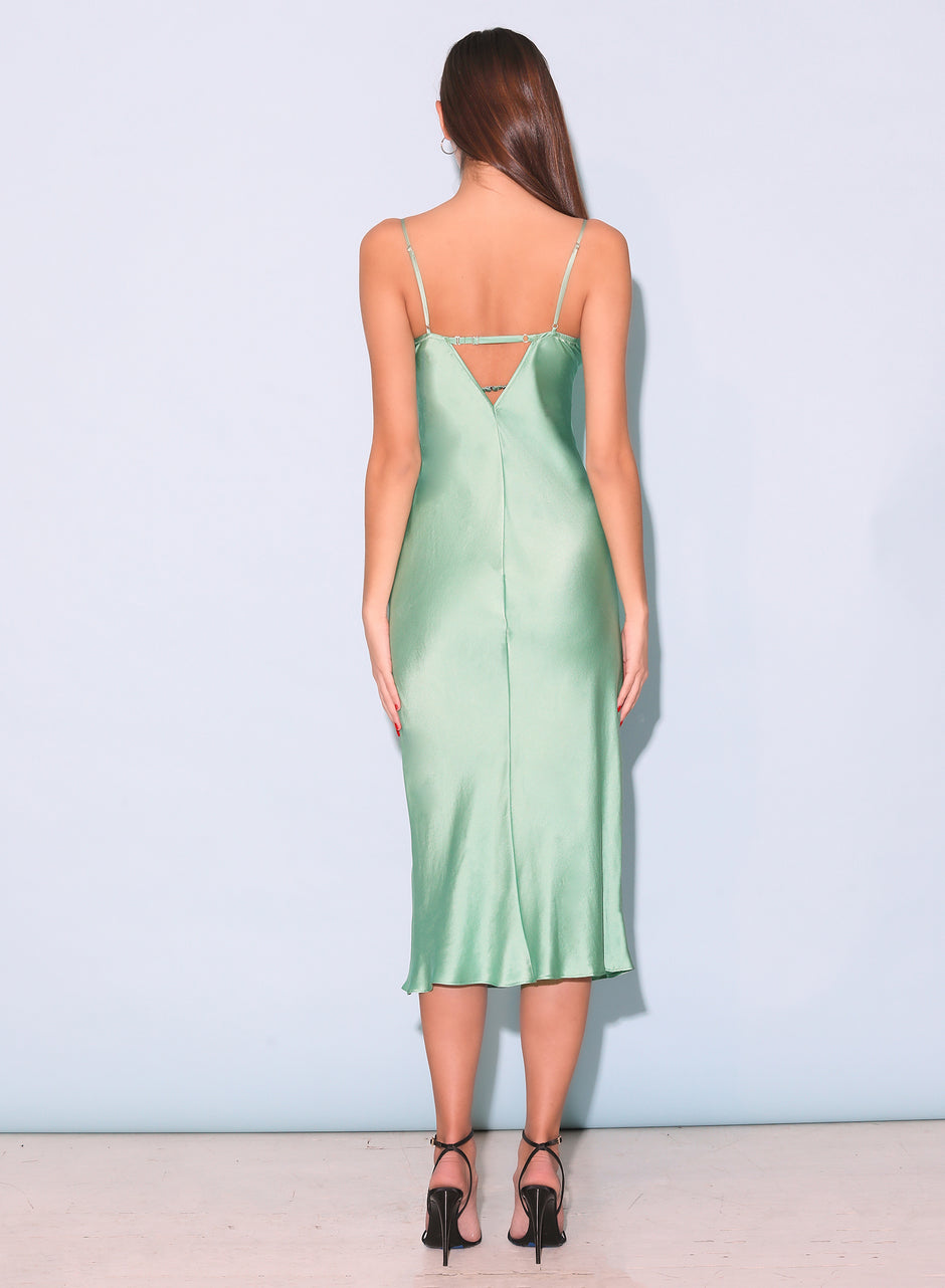 Pixel green - Frankie Lace Cupped Slip Dress | Fleur du Mal