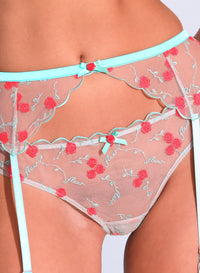 Rose & Vine Embroidery Garter Belt