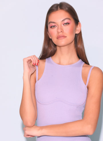 Lavender blue - Strappy Ribbed Maxi Dress | Fleur du Mal