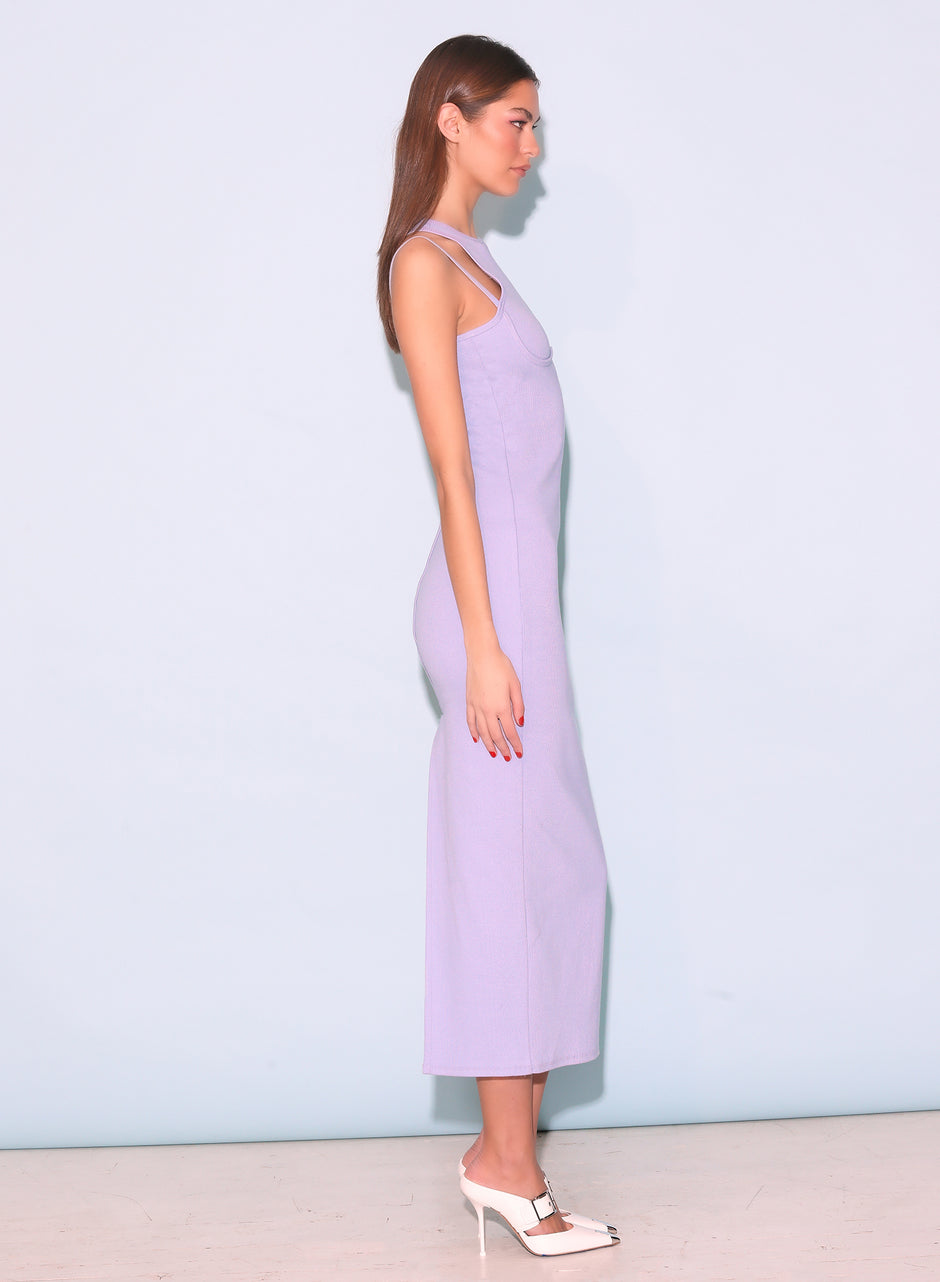 Lavender blue - Strappy Ribbed Maxi Dress | Fleur du Mal